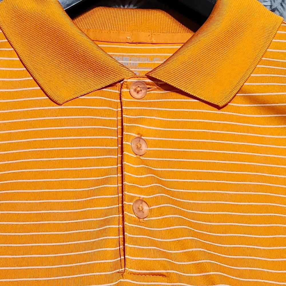 NIKE GOLF Polo Shirt Mens Medium Orange‎ Short Sleeve DRI-FIT Stretch Polyester